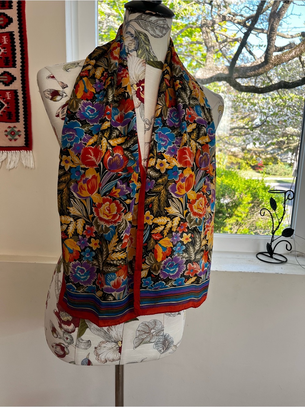 Floral Multicolor Silk Scarf